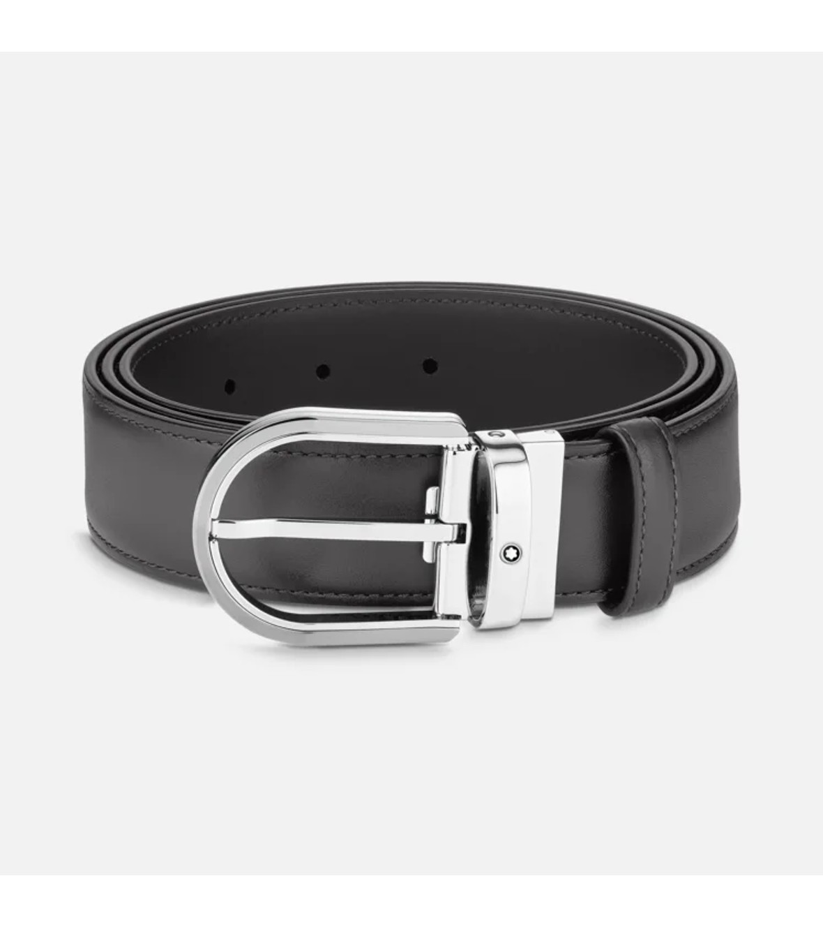 horseshoe buckle grey 35 mm leather belt 129437